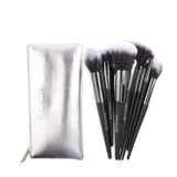 10 Pcs Premium Makeup Brush Set with Leather Bag