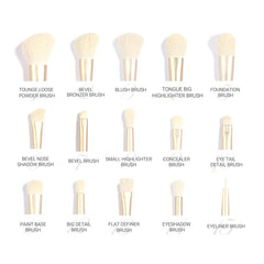 LA'FIOR White Pearl 15 Pcs Professional Brush Set with Bag - LF-001